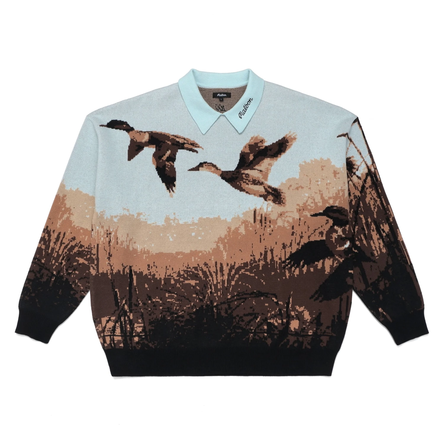 Malbon x 100 Thieves Buckshot Knit LS Polo Malbon X 100 Thieves Buckshot Knit LS Polo -Fashion Starts Shop M 8504 MLT 1