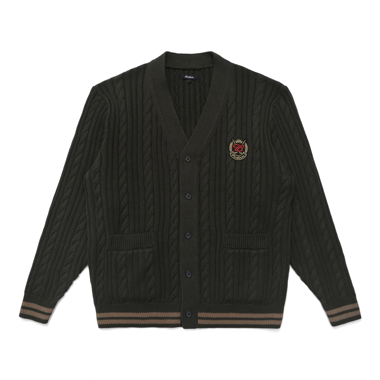 MALBON X BUDWEISER PLAYERS CABLE KNIT CARDIGAN MALBON X BUDWEISER PLAYERS CABLE KNIT CARDIGAN -Fashion Starts Shop M 8575 OLV 1