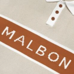 MALBON BLOCK LONG SLEEVE KNIT POLO -Fashion Starts Shop MalbonBlockLSKnitPoloCream2