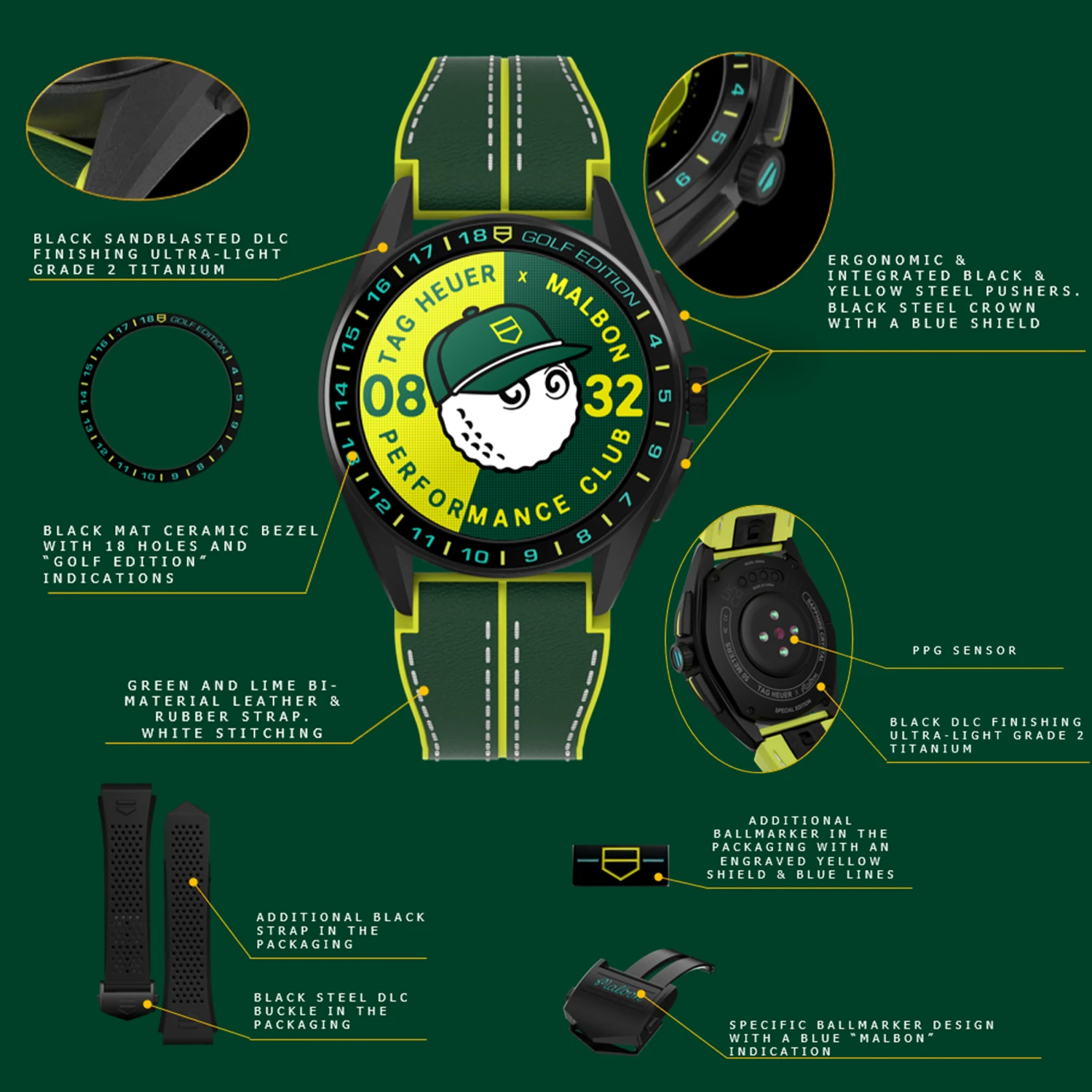 TAG HEUER CONNECTED CALIBRE E4 45 MM X MALBON GOLF EDITION TAG HEUER CONNECTED CALIBRE E4 45 MM X MALBON GOLF EDITION -Fashion Starts Shop tagheuerinfo